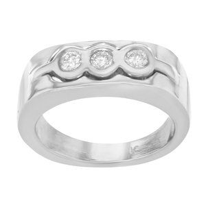 Rachel Koen Diamond Men's Ring Band 14k White Gold 0.40Cttw Size 8